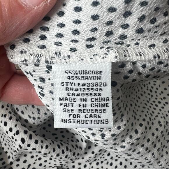 Habitat Clothes to Live In White Black Polka Dot Button Up Blouse Ruffles Sz S - Picture 10 of 10